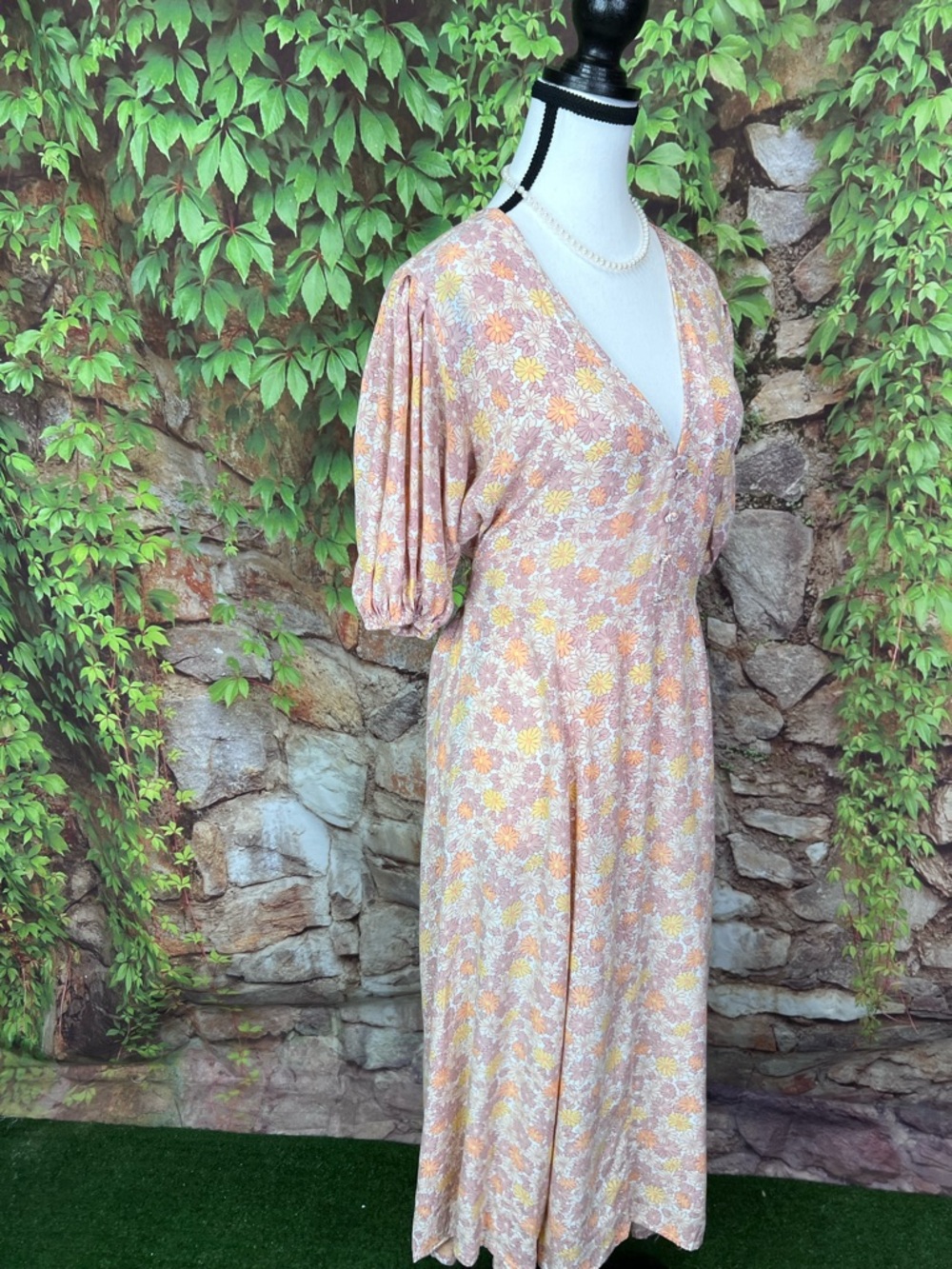 FAITHFULL THE BRAND Floral Print Mid-Calf Cottagecore Puff Sleeve Dress, 6 - Picture 9 of 14